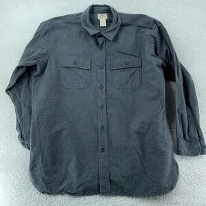 L.L. Bean Flannel Shirt Mens XL‎ Charcoal Gray Slightly Fitted Button Front L/S